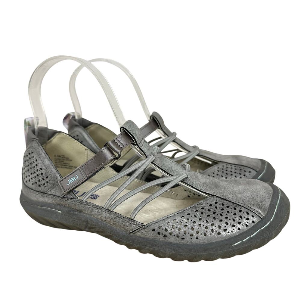 JBU Jambu Fig Loafer Flat Shoes Gray Silver Gunmetal Mary Jane Slip On Size 6.5
